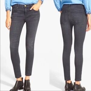 The Great. The Almost Skinny Charcoal Grey Zipper Fly Cotton Blend Jeans Size 25